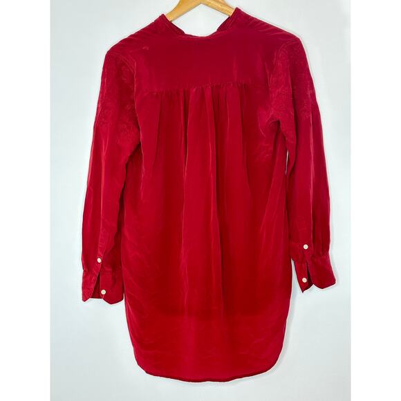 Madewell Ballad‎ Red Silk Embroidered Tunic Top Womans Small Feminine Romantic - Picture 3 of 8